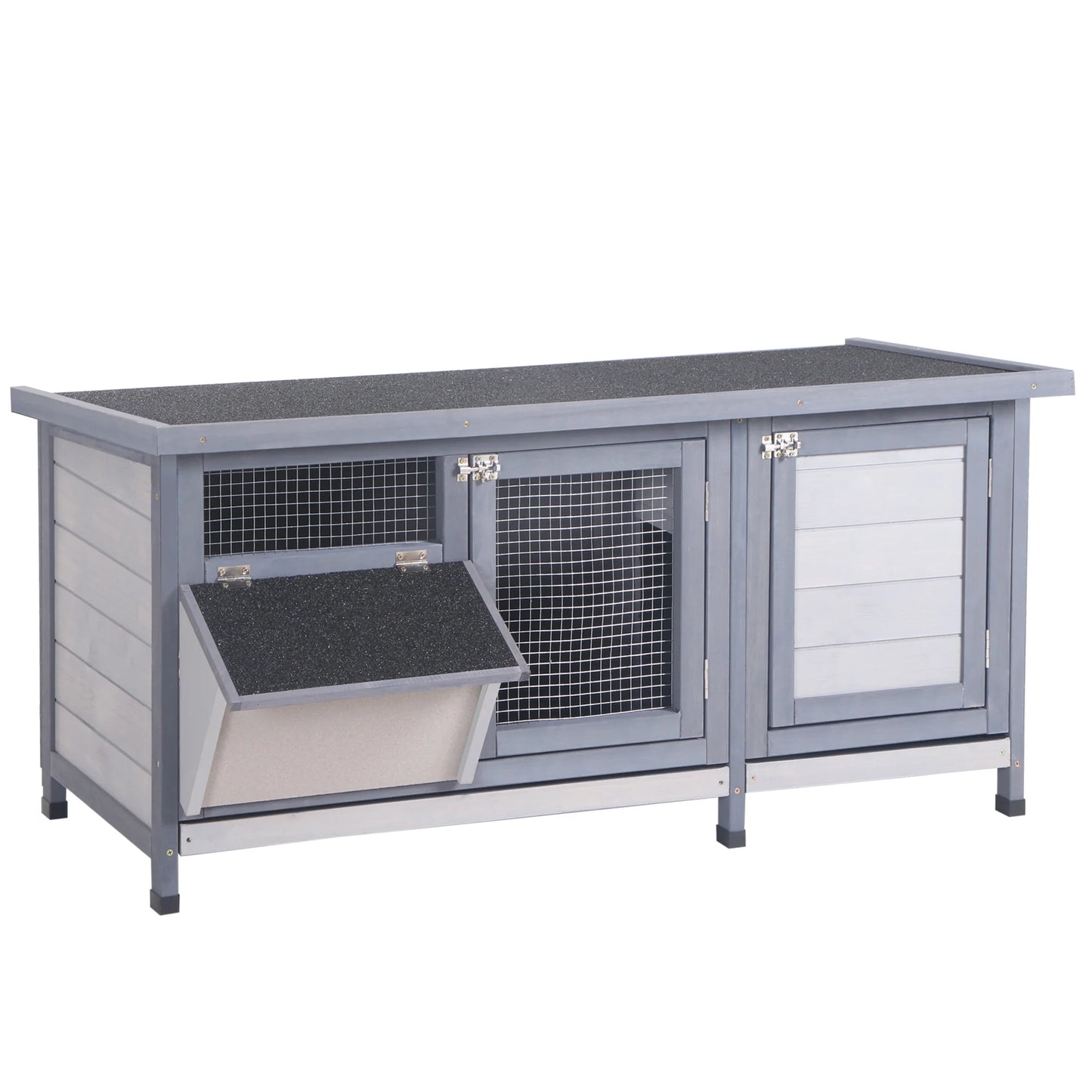Wooden Rabbit Hutch Bunny Hutch Cage Guinea Pig with Waterproof Roof, No Leak Tray and Feeding Trough, Indoor/Outdoor, Natural