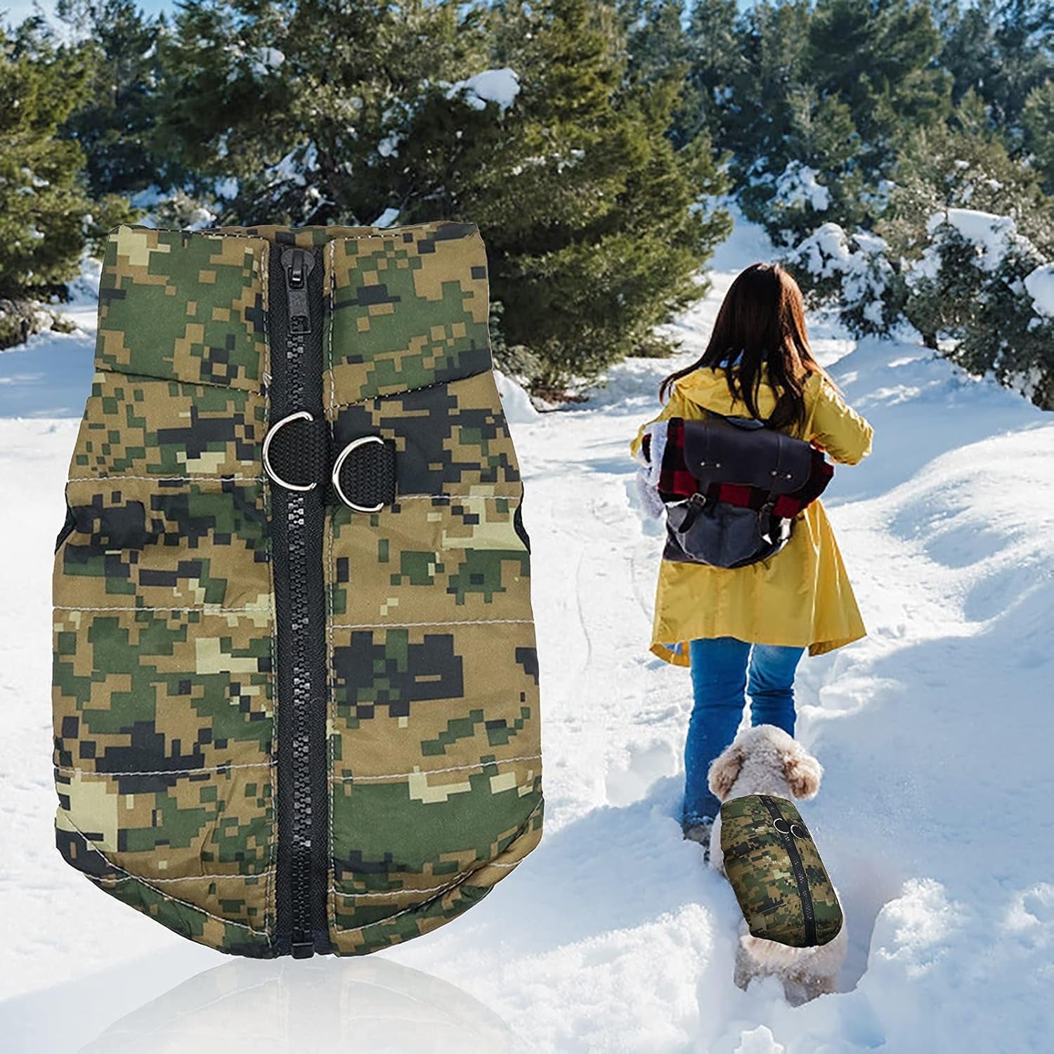 Pet Camouflage Cold Weather Coat, Small Dog Vest Harness Puppy Winter Padded Outfit Warm Garment