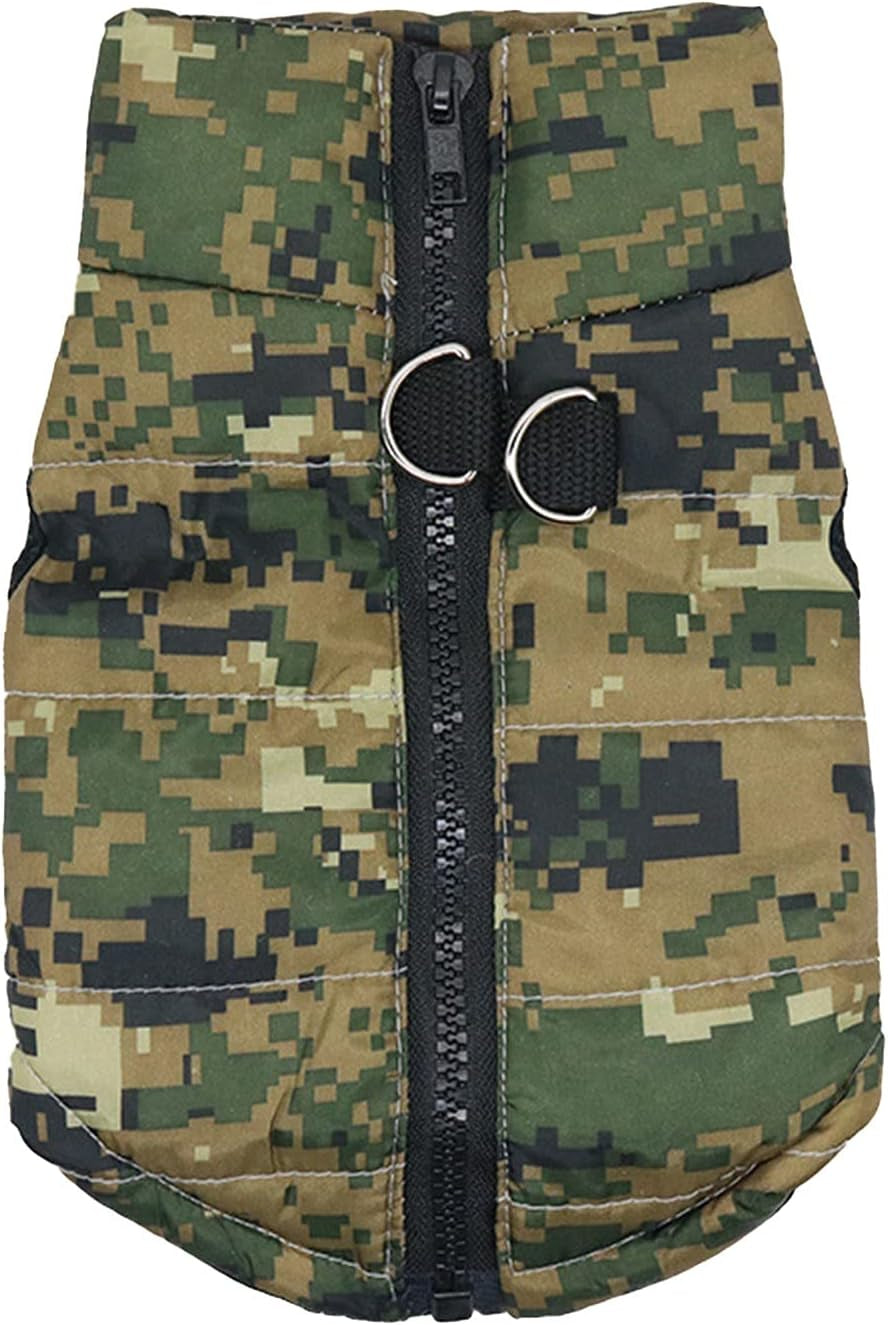 Pet Camouflage Cold Weather Coat, Small Dog Vest Harness Puppy Winter Padded Outfit Warm Garment