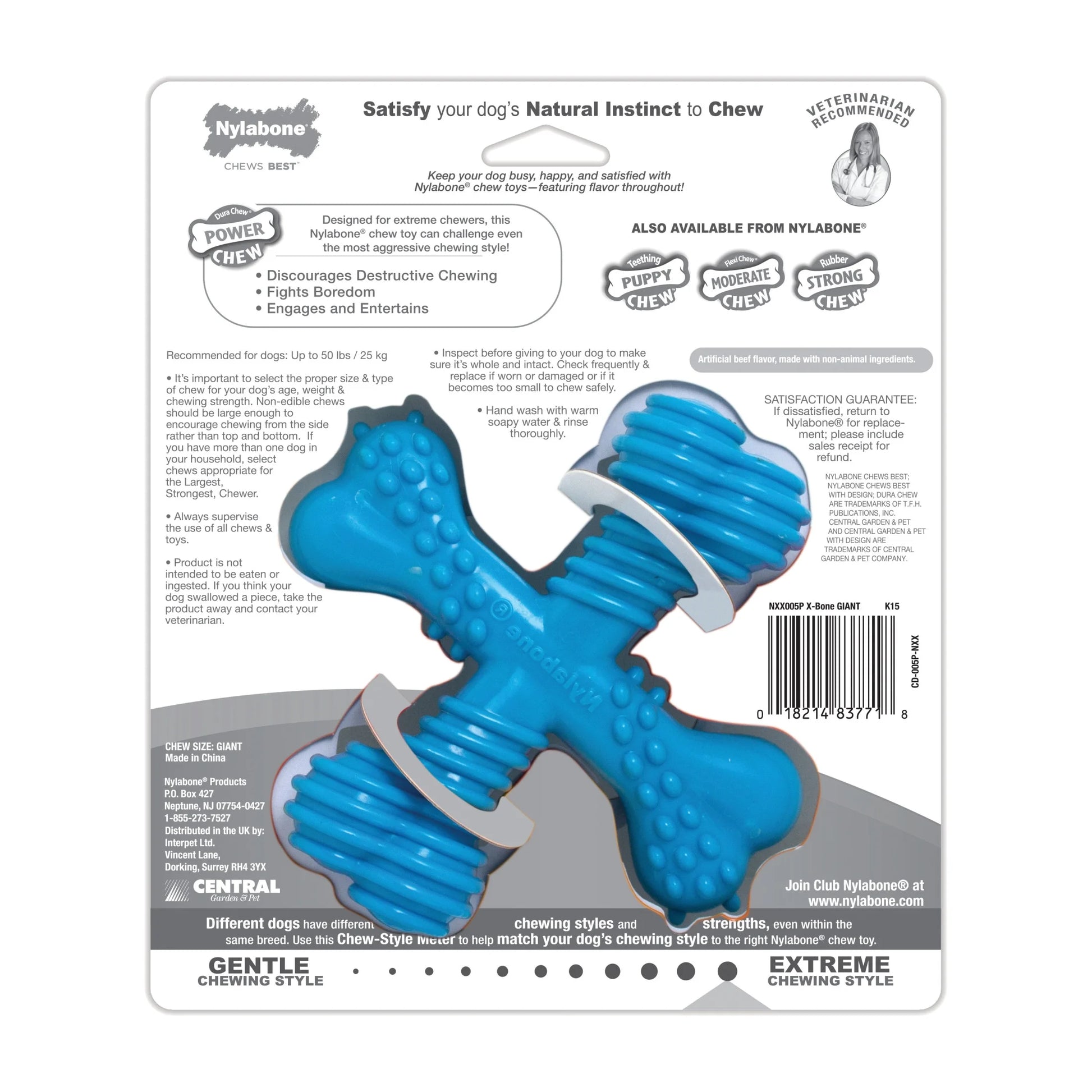 Power Chew Comfort Hold X Bone Dog Toy Beef Small/Regular - up to 25 Ibs. (1 Count)